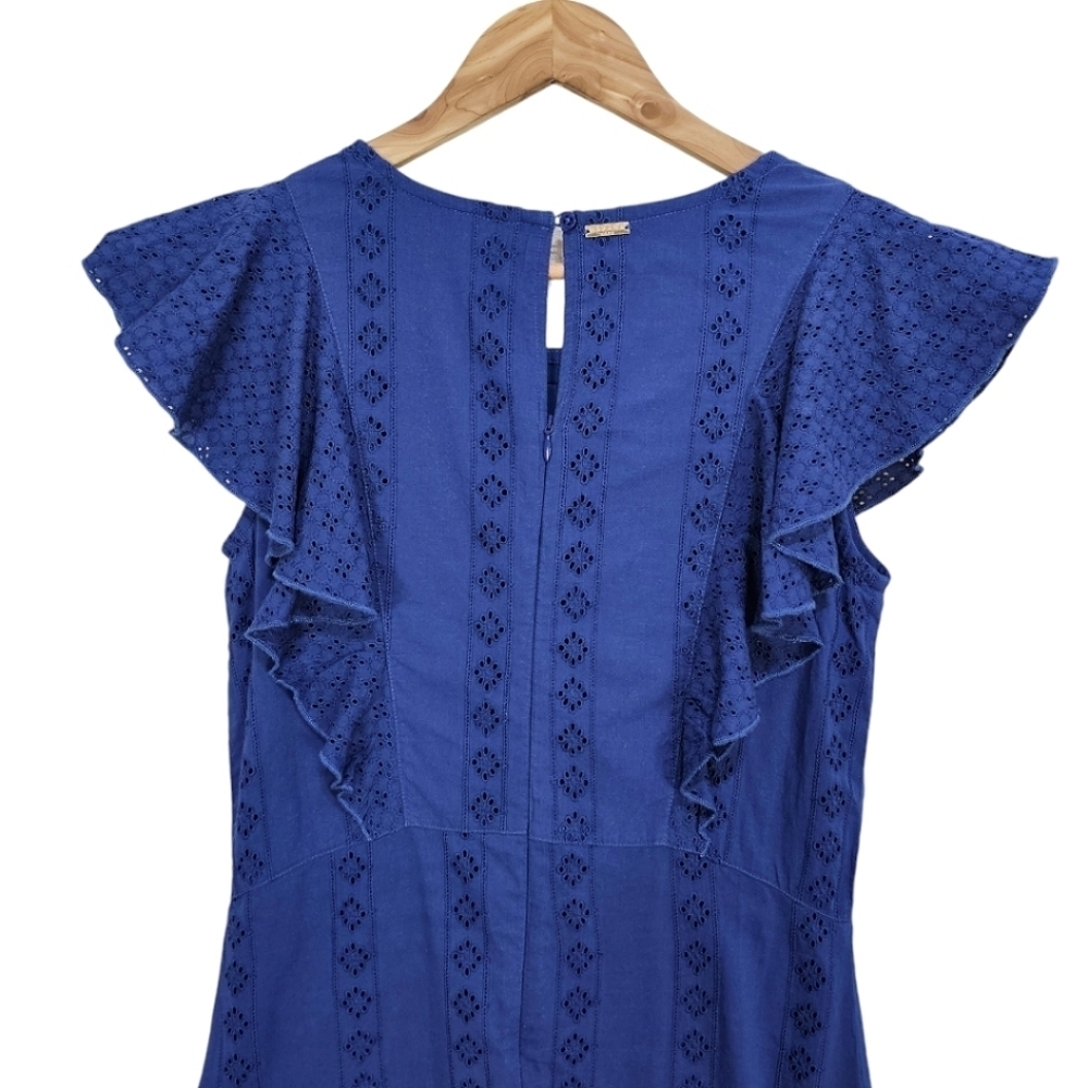 Cabana Life Navy Eyelet UPF 50+ Flutter Sleeve Mini Dress Size XS Beachy NWT - Picture 8 of 15